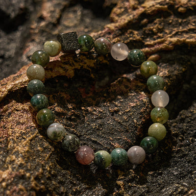 Olivenorma Cube Cut Lava Stone Beaded Bracelet