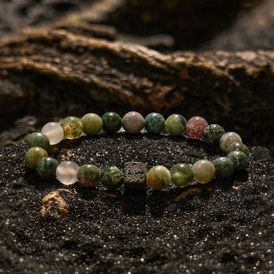 Olivenorma Cube Cut Lava Stone Beaded Bracelet