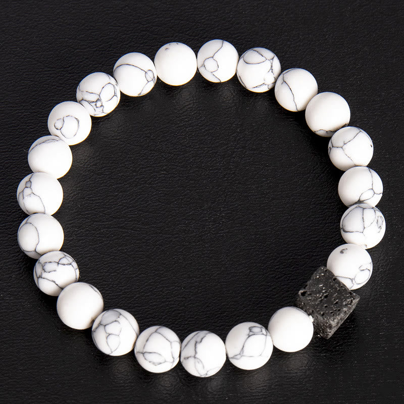 Olivenorma Cube Cut Lava Stone Beaded Bracelet