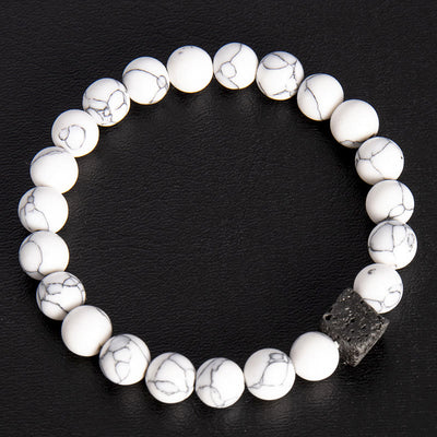 Olivenorma Cube Cut Lava Stone Beaded Bracelet