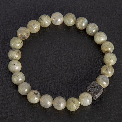 Olivenorma Cube Cut Lava Stone Beaded Bracelet