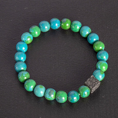 Olivenorma Cube Cut Lava Stone Beaded Bracelet