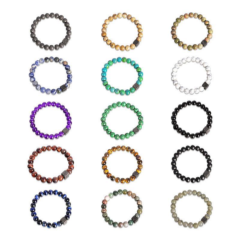 Olivenorma Cube Cut Lava Stone Beaded Bracelet