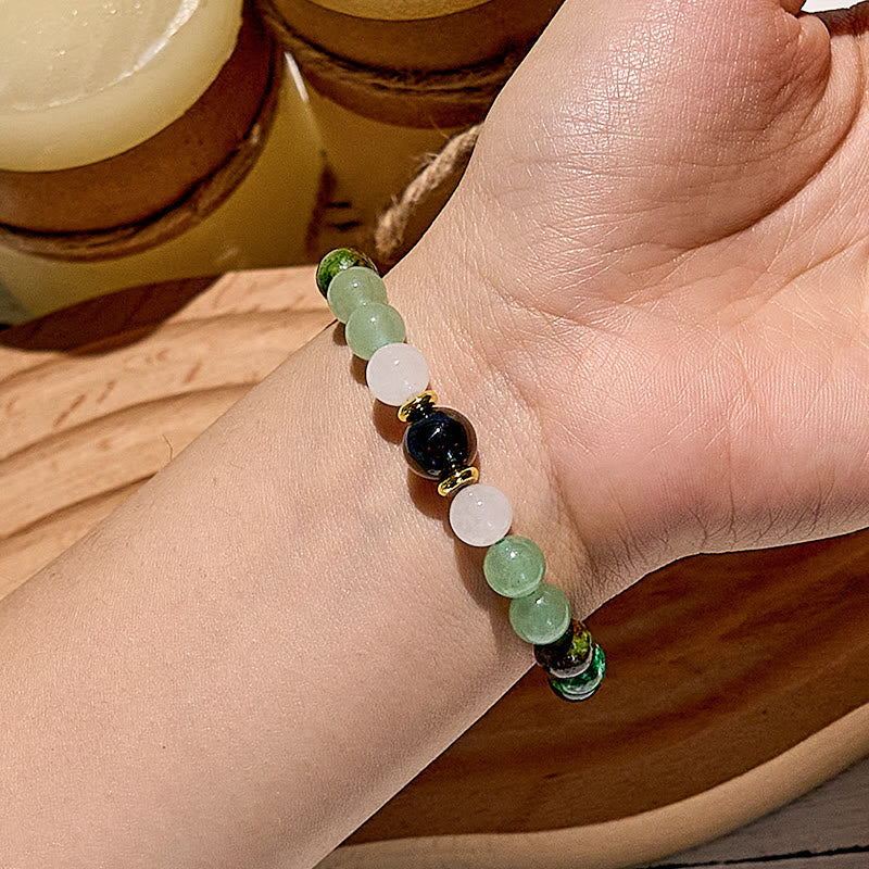 Olivenorma Natural Green Aventurine Obsidian Beaded Bracelet