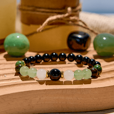 Olivenorma Natural Green Aventurine Obsidian Beaded Bracelet