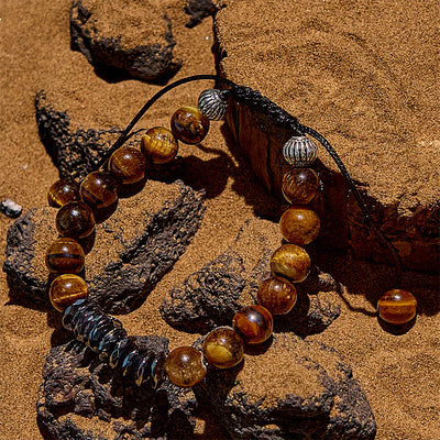 Olivenorma 8mm Tiger Eye Geometric Hematite Bead Bracelet