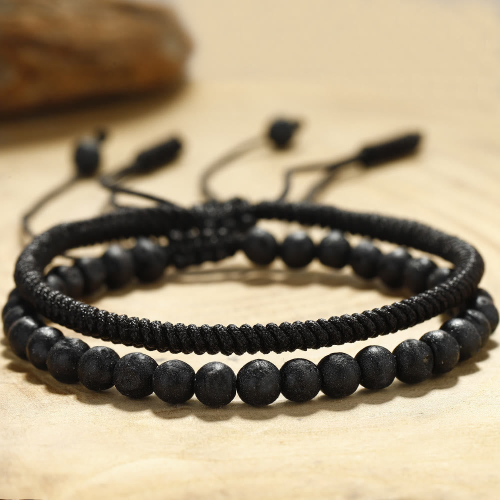 Olivenorma Natural Lava Stone Beads Braided Bracelet