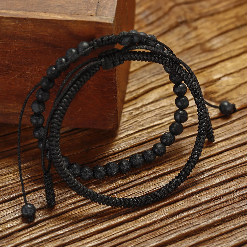 Olivenorma Natural Lava Stone Beads Braided Bracelet