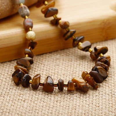 Olivenorma Agalmatolite Tiger Eye Beads Bracelet