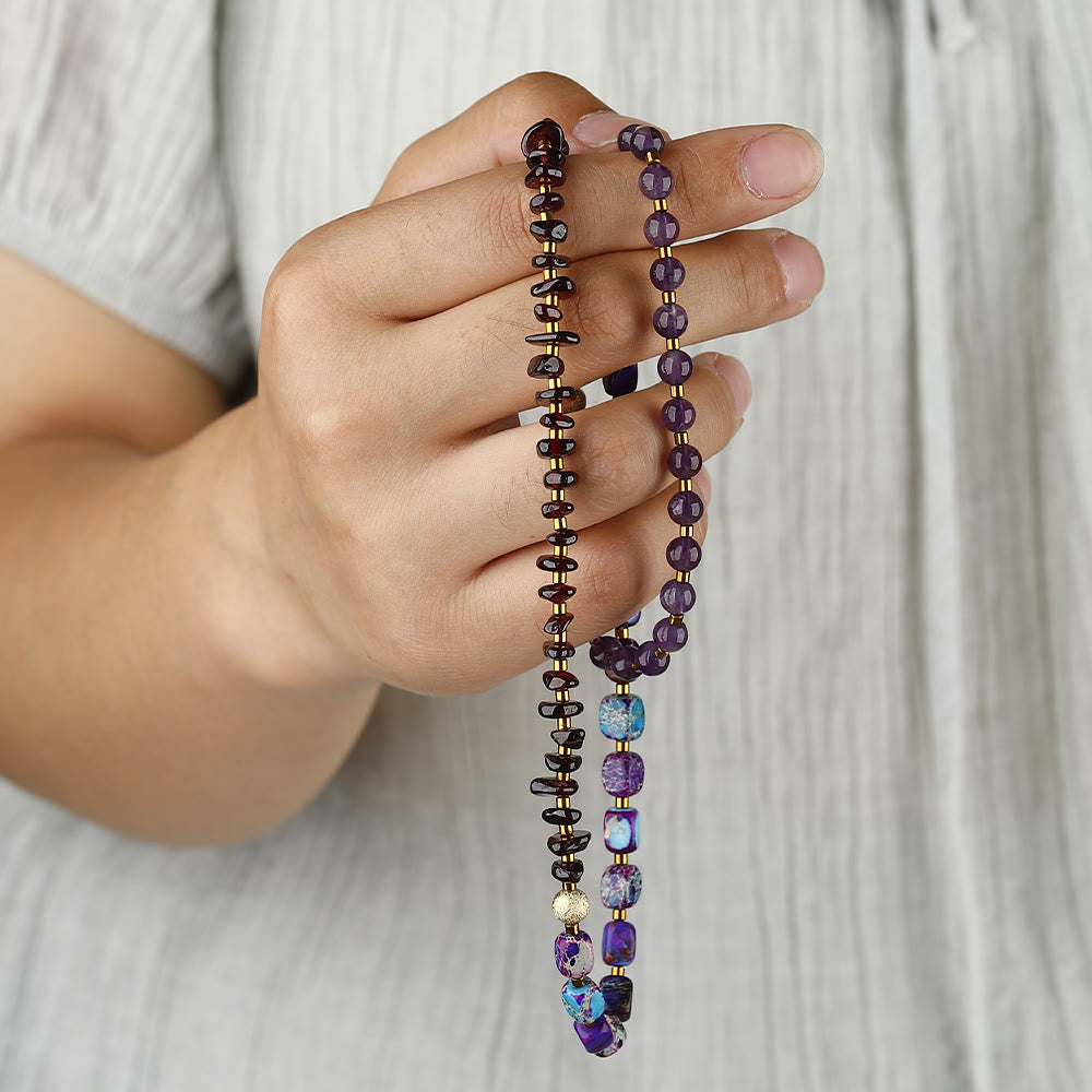 Olivenorma Amethyst Garnet Purple Emperor Stone Beads Bracelet