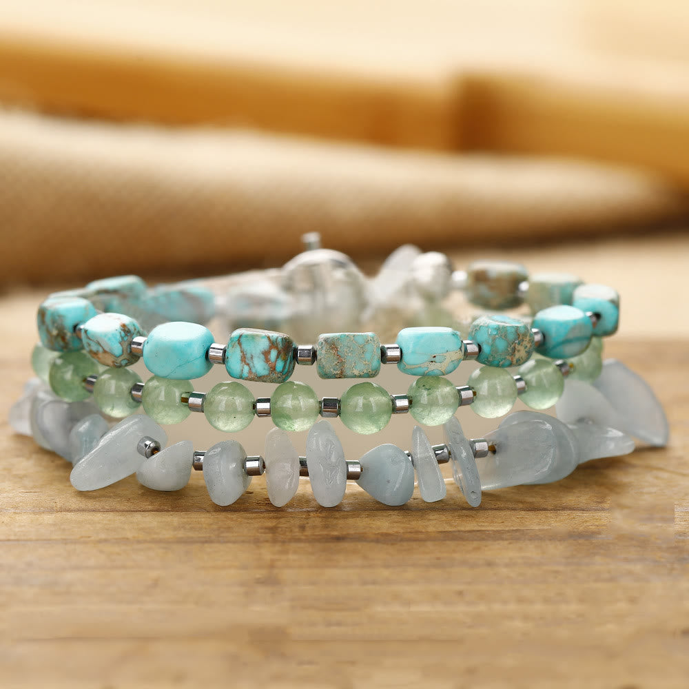 Olivenorma Aquamarine Emperor Stone Green Aventurine Beads Bracelet