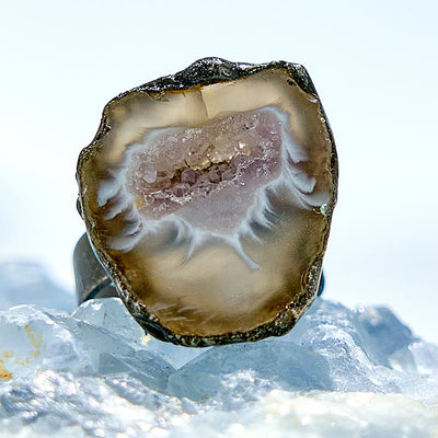 Olivenorma Natural Irregular Agate Antique Copper Ring