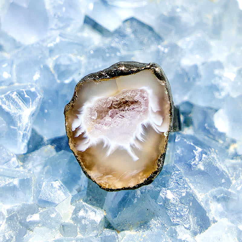 Olivenorma Natural Irregular Agate Antique Copper Ring