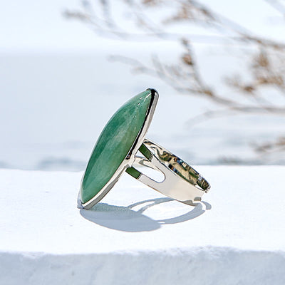 Olivenorma Natural Irregular Amazonite Adjustable Ring