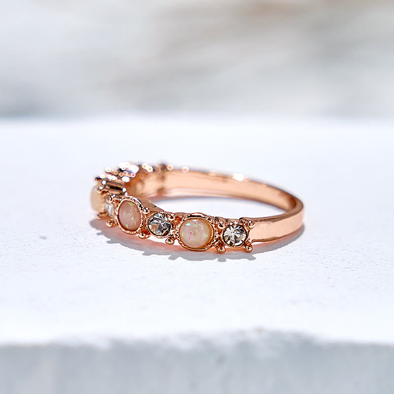 Olivenorma Natural Pink Opal Diamond Ring