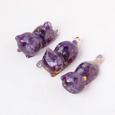 Olivenorma 1Pcs Crystal Epoxy Sleeping Kitten Gemstone Decoration