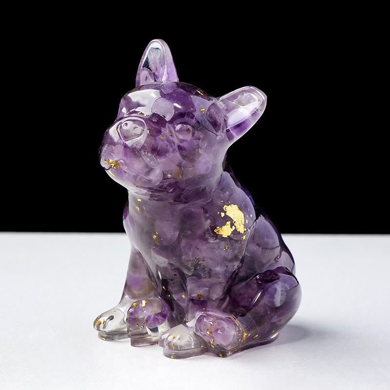 Olivenorma Crystal Epoxy French Bulldog Gemstone Decoration