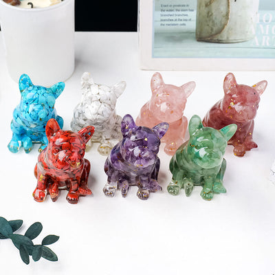 Olivenorma Crystal Epoxy French Bulldog Gemstone Decoration