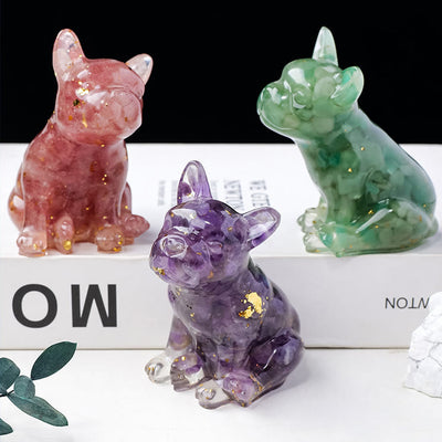 Olivenorma Crystal Epoxy French Bulldog Gemstone Decoration