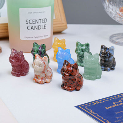 Olivenorma Crystal Epoxy Lucky Cat Gemstone Decoration