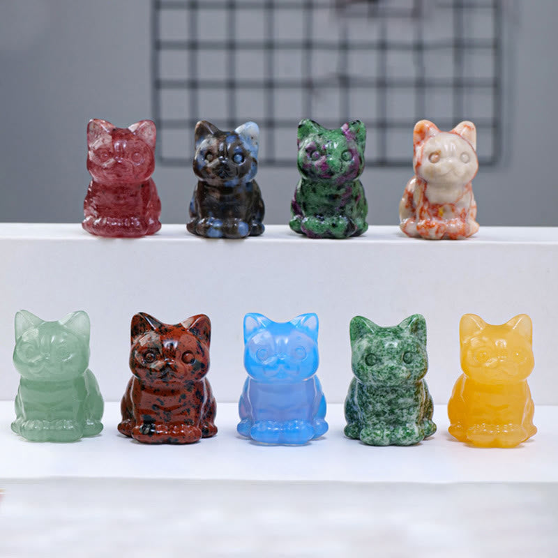 Olivenorma Crystal Epoxy Lucky Cat Gemstone Decoration