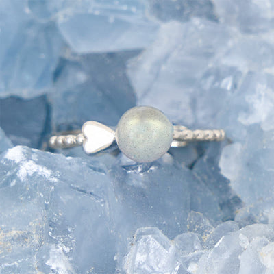 Olivenorma Round Cut Moonstone Heart Shape Adjustable Ring