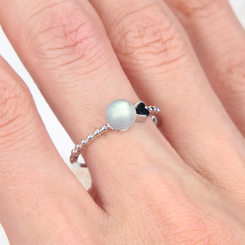 Olivenorma Round Cut Moonstone Heart Shape Adjustable Ring