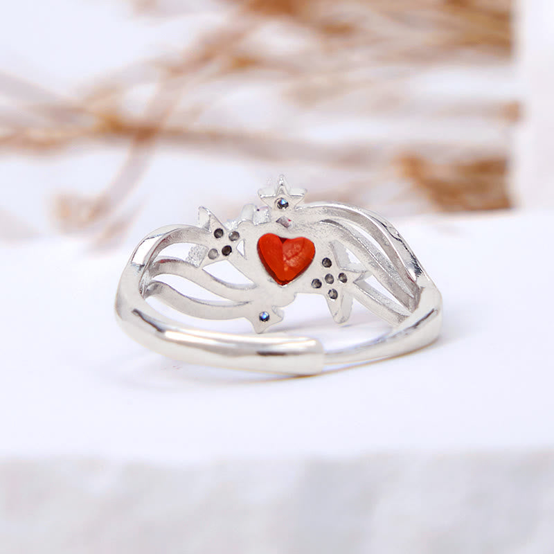 Olivenorma Heart Garnet Star White Zircon Shape Ring