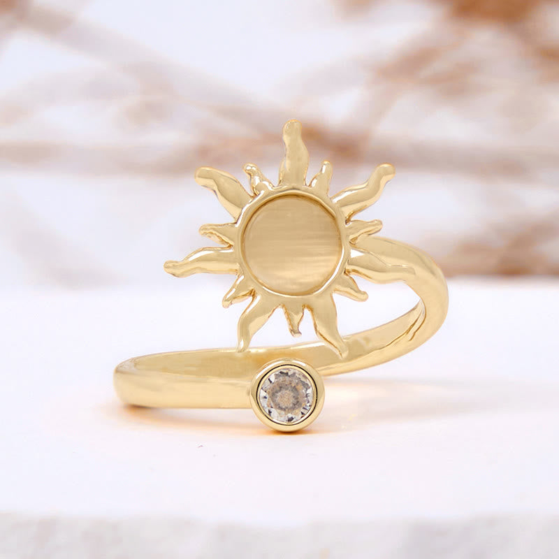 Olivenorma Pink Opal Cat's Eye Stone Sunburst Ring