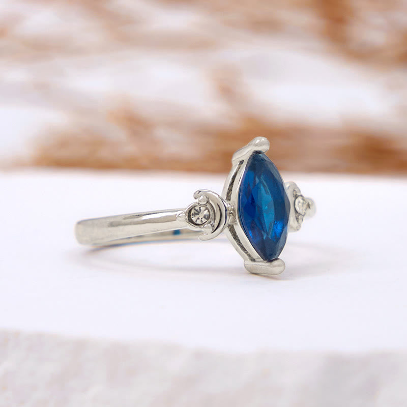 Olivenorma Marquise Cut Blue Topaz White Zircon Ring