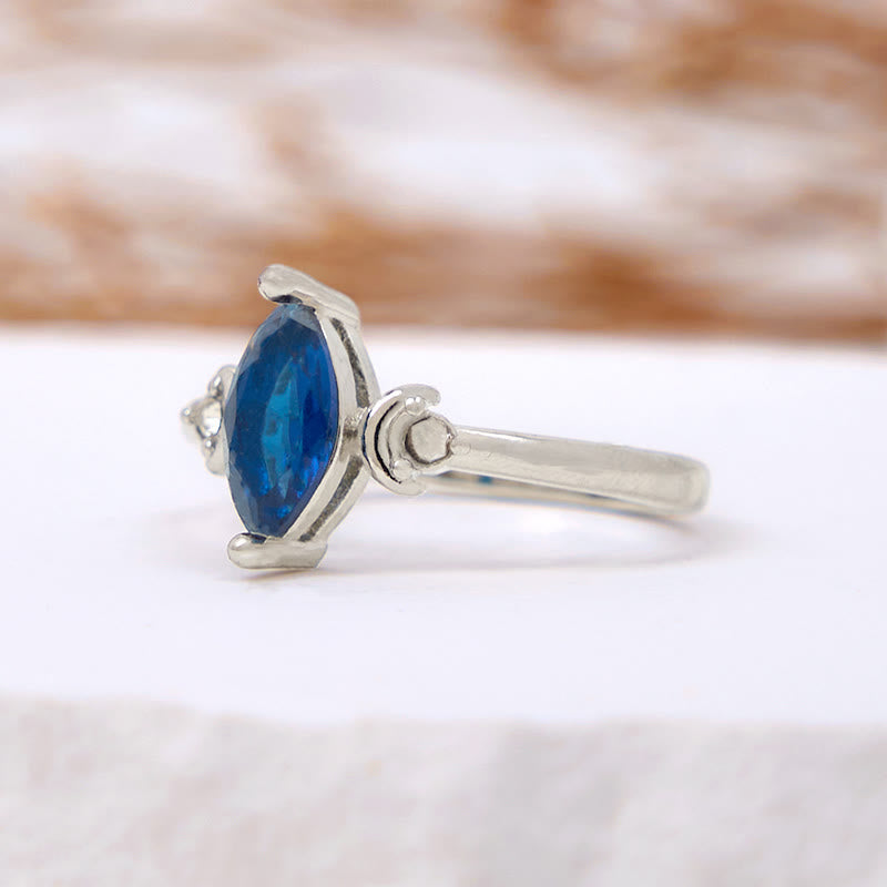 Olivenorma Marquise Cut Blue Topaz White Zircon Ring