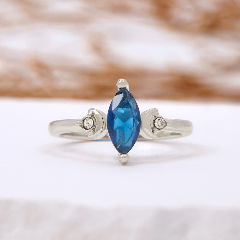 Olivenorma Marquise Cut Blue Topaz White Zircon Ring