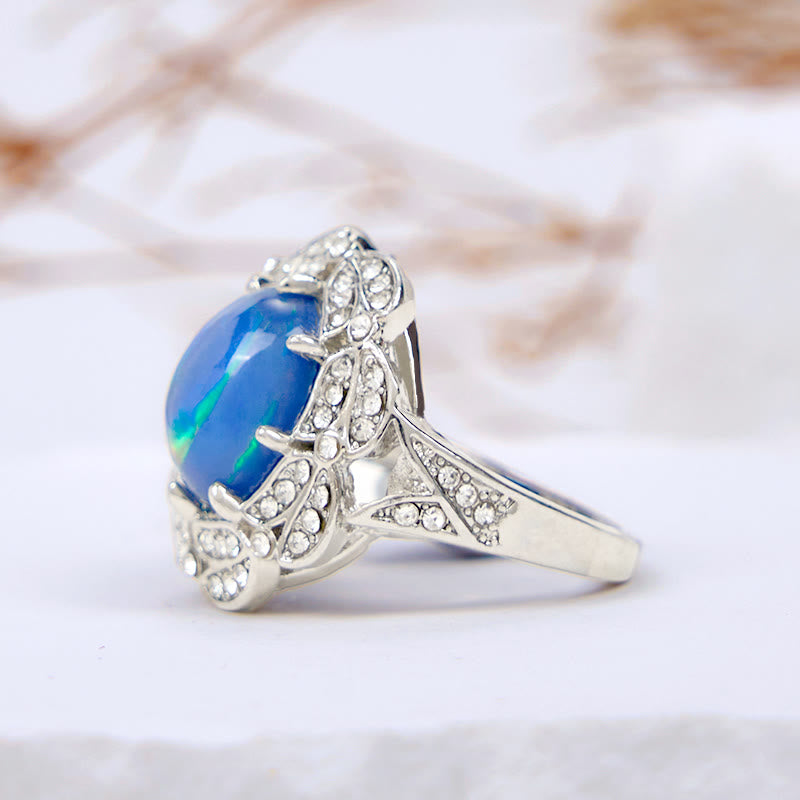 Olivenorma Color Opalite White Zircon Flower Ring