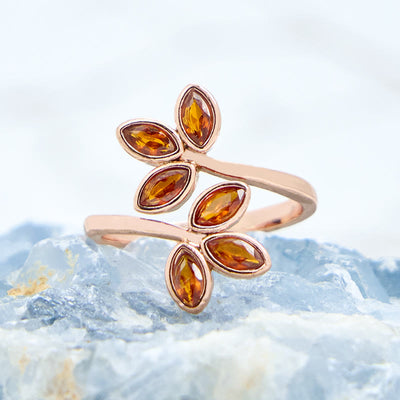 Olivenorma Garnet Leaf Shape Adjustable Ring