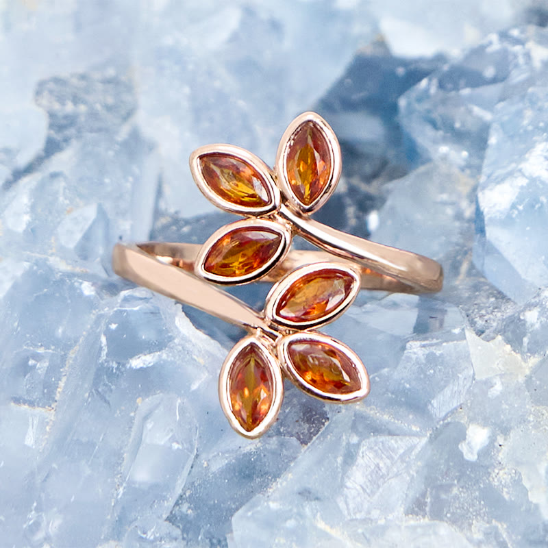 Olivenorma Garnet Leaf Shape Adjustable Ring