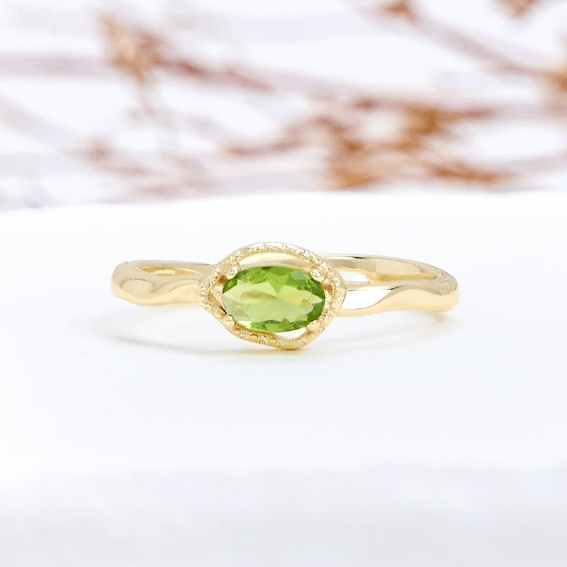 Olivenorma Peridot Irregular Simple S925 Gold Plated Ring