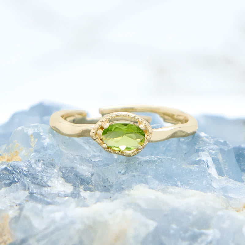 Olivenorma Peridot Irregular Simple S925 Gold Plated Ring