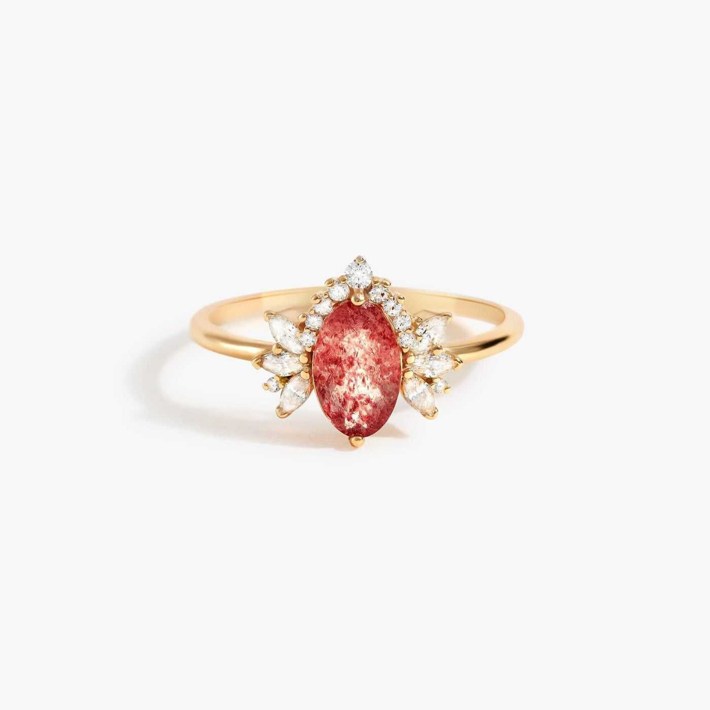 Olivenorma Natural Strawberry Quartz Flower Crown Ring