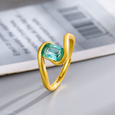 Olivenorma Square Cut Emerald Eye of Cyclone Ring