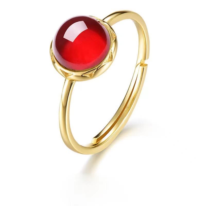 Olivenorma Retro Simple Round Stone Garnet Ring