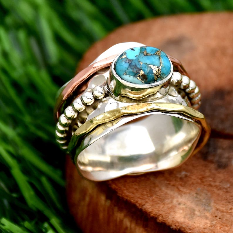 Olivenorma Retro Bohemian Style Emperor Stone Wide Ring