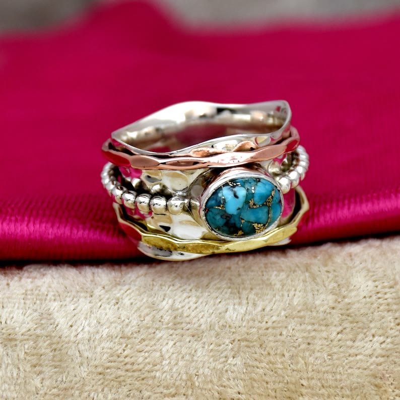 Olivenorma Retro Bohemian Style Emperor Stone Wide Ring