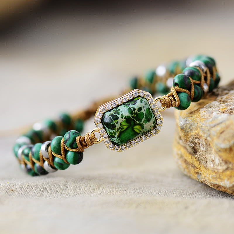 Olivenorma Blue Green Pink Emperor Stone Braided Bracelet