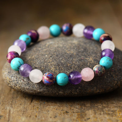 Olivenorma Amethyst Rose Quartz Turquoise Beads Bracelet