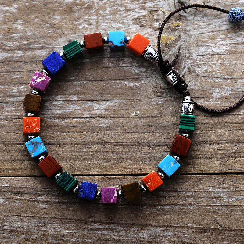 Olivenorma Square Cut Natural Stone Beaded Bracelet