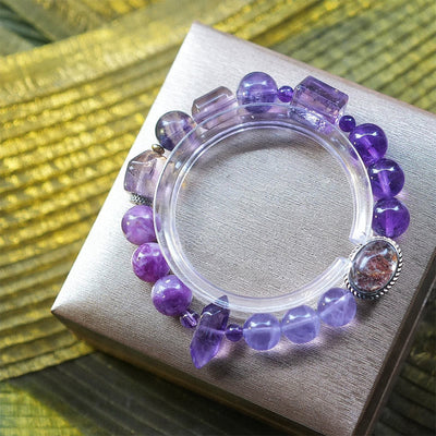 Olivenorma Ninth Purple Fire Natural Stone Beaded Bracelet