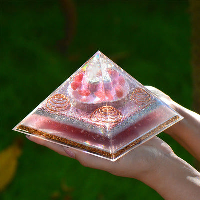 Olivenorma "Love Magic" Lepidolite Strawberry Quartz Orgone Pyramid