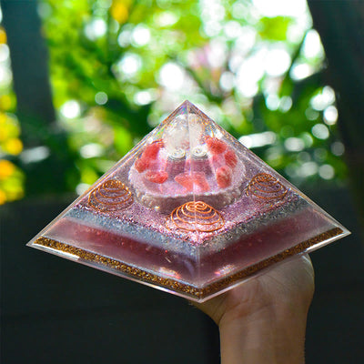 Olivenorma "Love Magic" Lepidolite Strawberry Quartz Orgone Pyramid