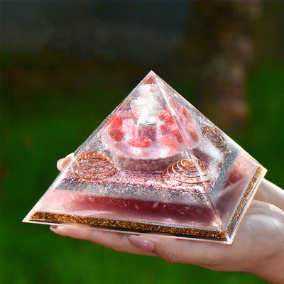 Olivenorma "Love Magic" Lepidolite Strawberry Quartz Orgone Pyramid