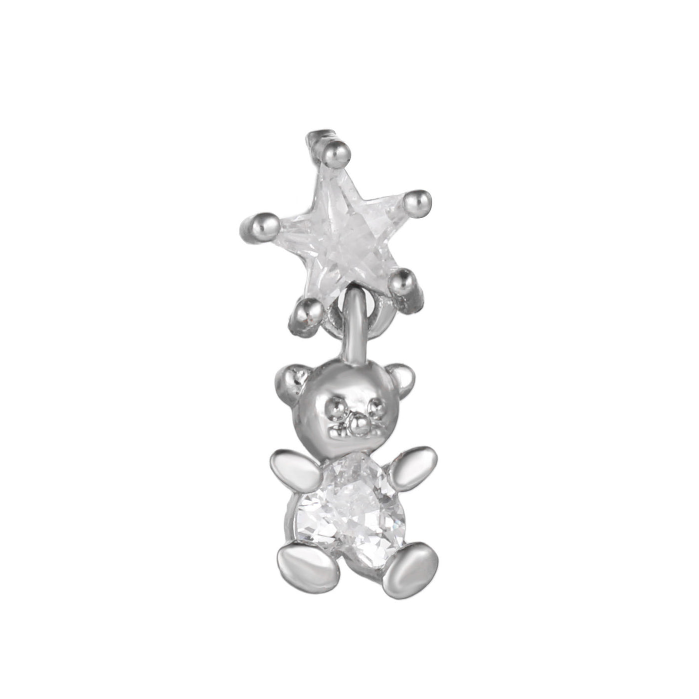 Olivenorma Silver Inlaid Zircon Cute Pattern Studs Earrings